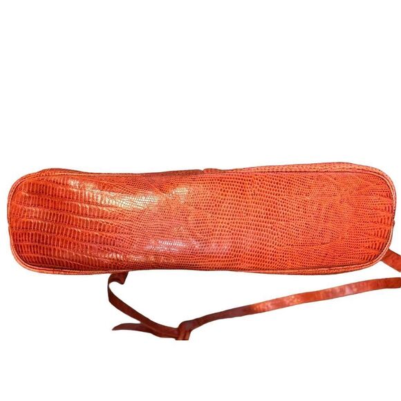 Sharif Vintage Burnt Orange Reptile Shoulder Crossbody Bag Women’s - Picture 5 of 8